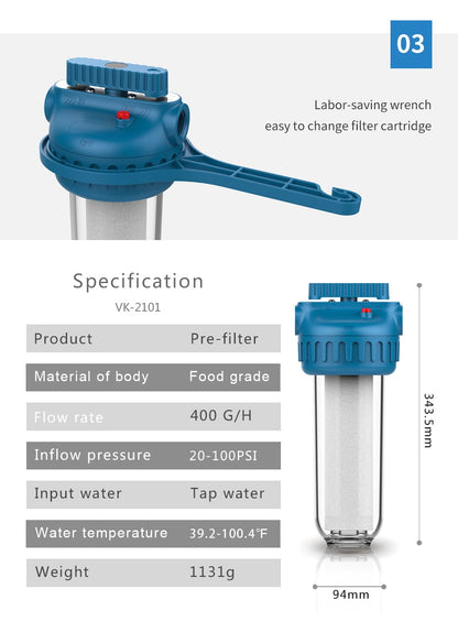 AMBOHR AF-P10 prefilter self cleaning filters for sediment whole house water purifier