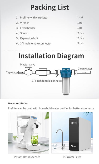 AMBOHR AF-P10 prefilter self cleaning filters for sediment whole house water purifier