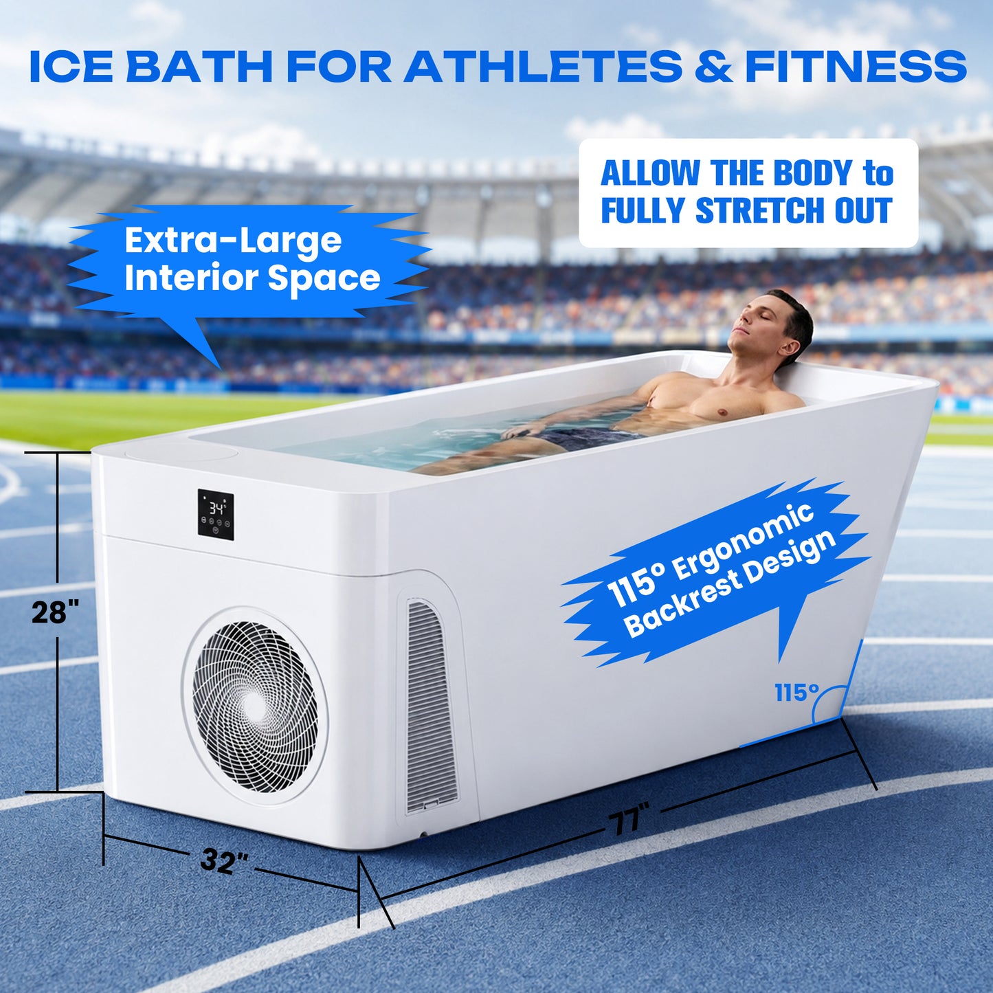 AMBOHR extra-large cold plunge tub for athletes and fitness recovery