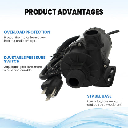 AMBOHR WP-DC60A/WP-DC60G Mini Submersible Water Pump DC 12/24 V mini dc motor water pump 950 for Cold Plunge 1/2HP 1HP chiller bathtub conversion