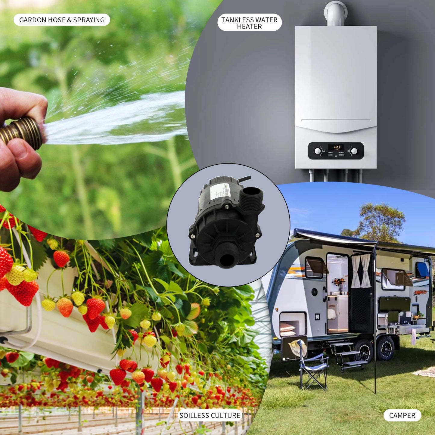 AMBOHR WP-DC60A/WP-DC60G Mini Submersible Water Pump DC 12/24 V mini dc motor water pump 950 for Cold Plunge 1/2HP 1HP chiller bathtub conversion