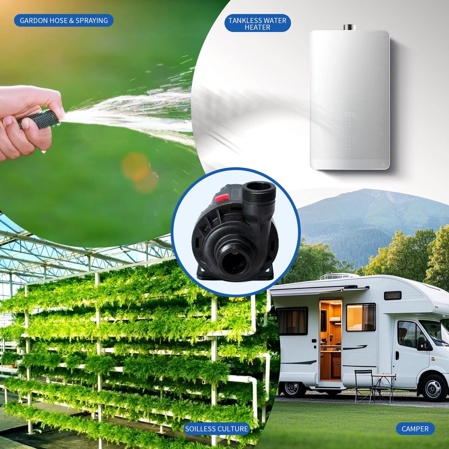 AMBOHR WP-DC80A/G/F DC12V/24V Water Pump for Pet Water Fountain and Water Cooling  for Cold Plunge 1/2HP 1HP chiller bathtub conversion