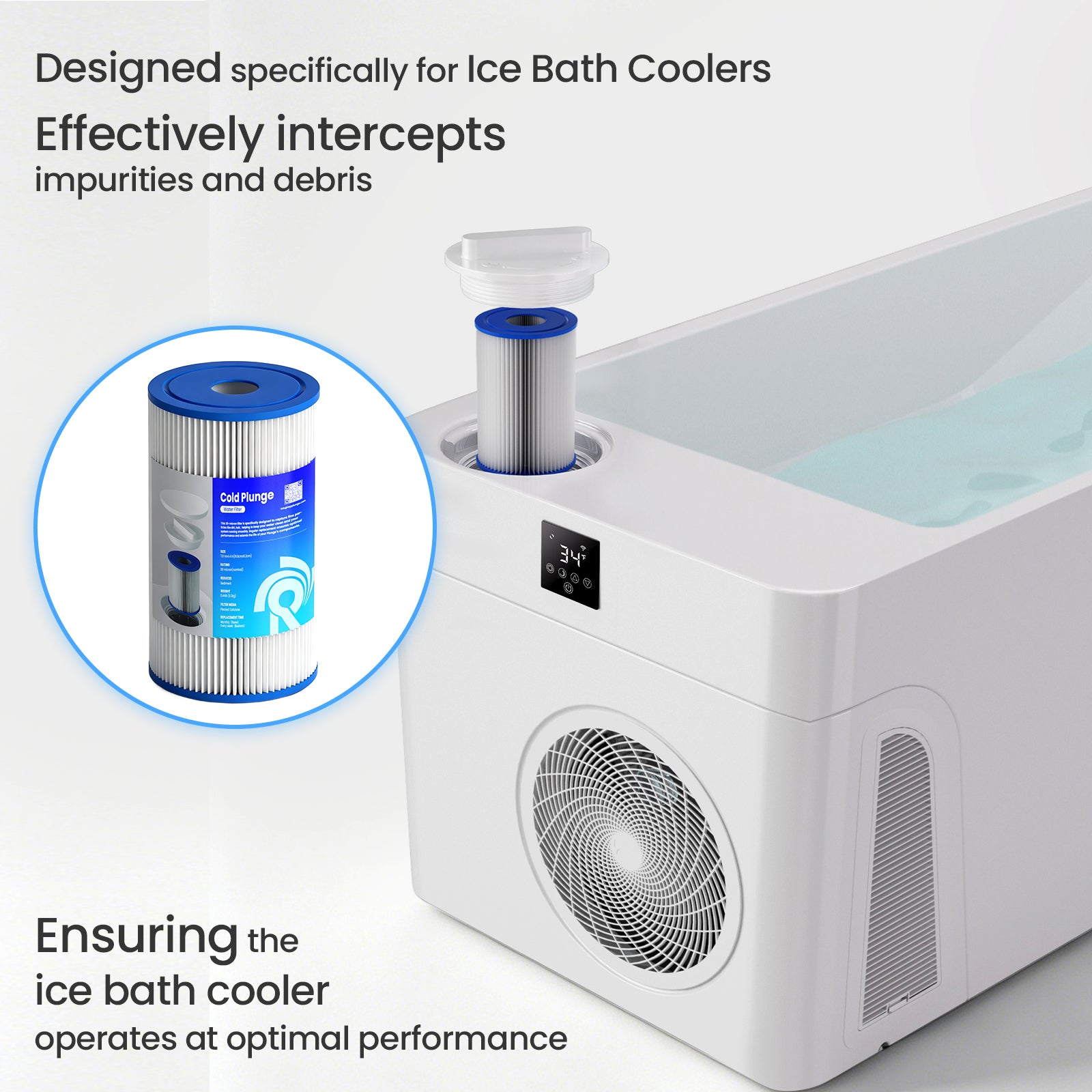 AMBOHR cold plunge replacement filter with easy installation for ice bath systems