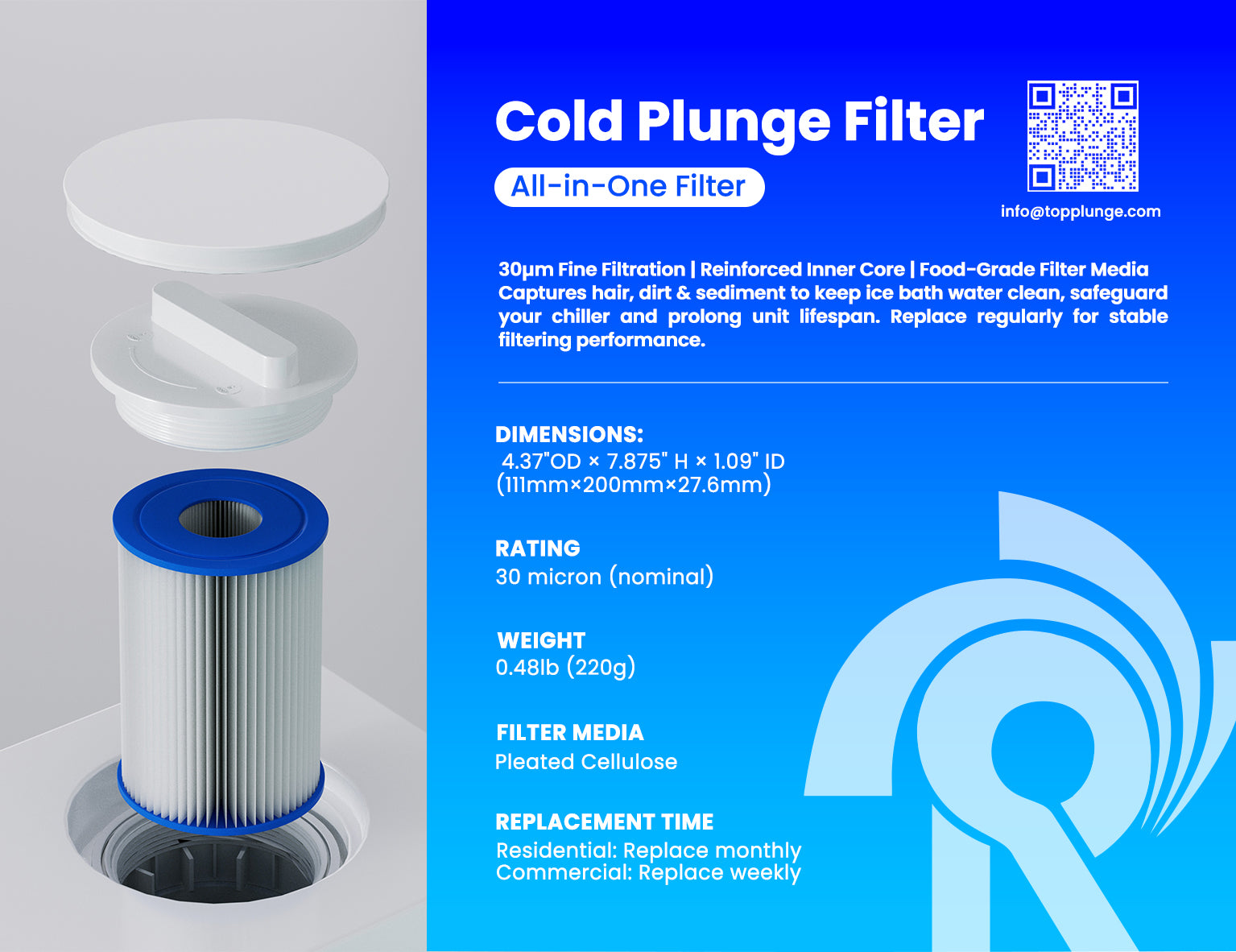 AMBOHR cold plunge replacement filter for efficient ice bath water filtration