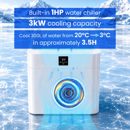 AMBOHR cold plunge tub with built-in 1HP water chiller and 3kW cooling capacity